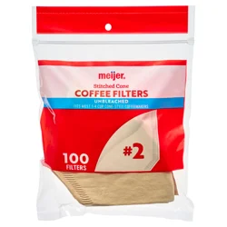 Meijer Unbleached Coffee Cone Filters #2, 100 Ct