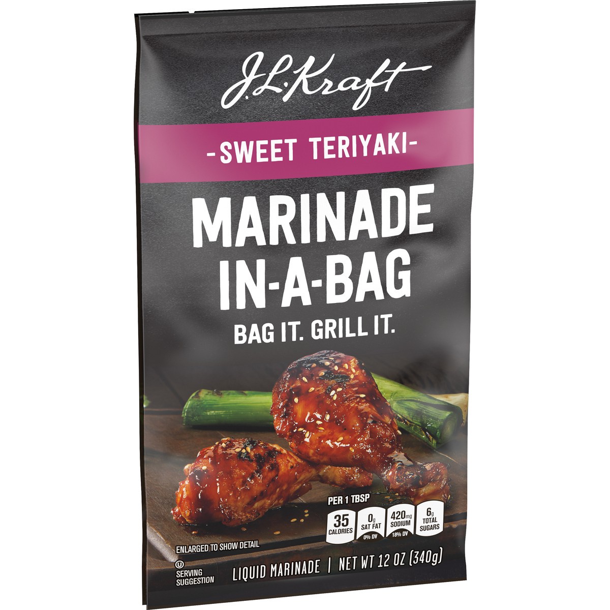 slide 13 of 14, Kraft J.L. Kraft Marinade In-A-Bag Sweet Teriyaki Liquid Marinade, 12 oz Bag, 12 oz