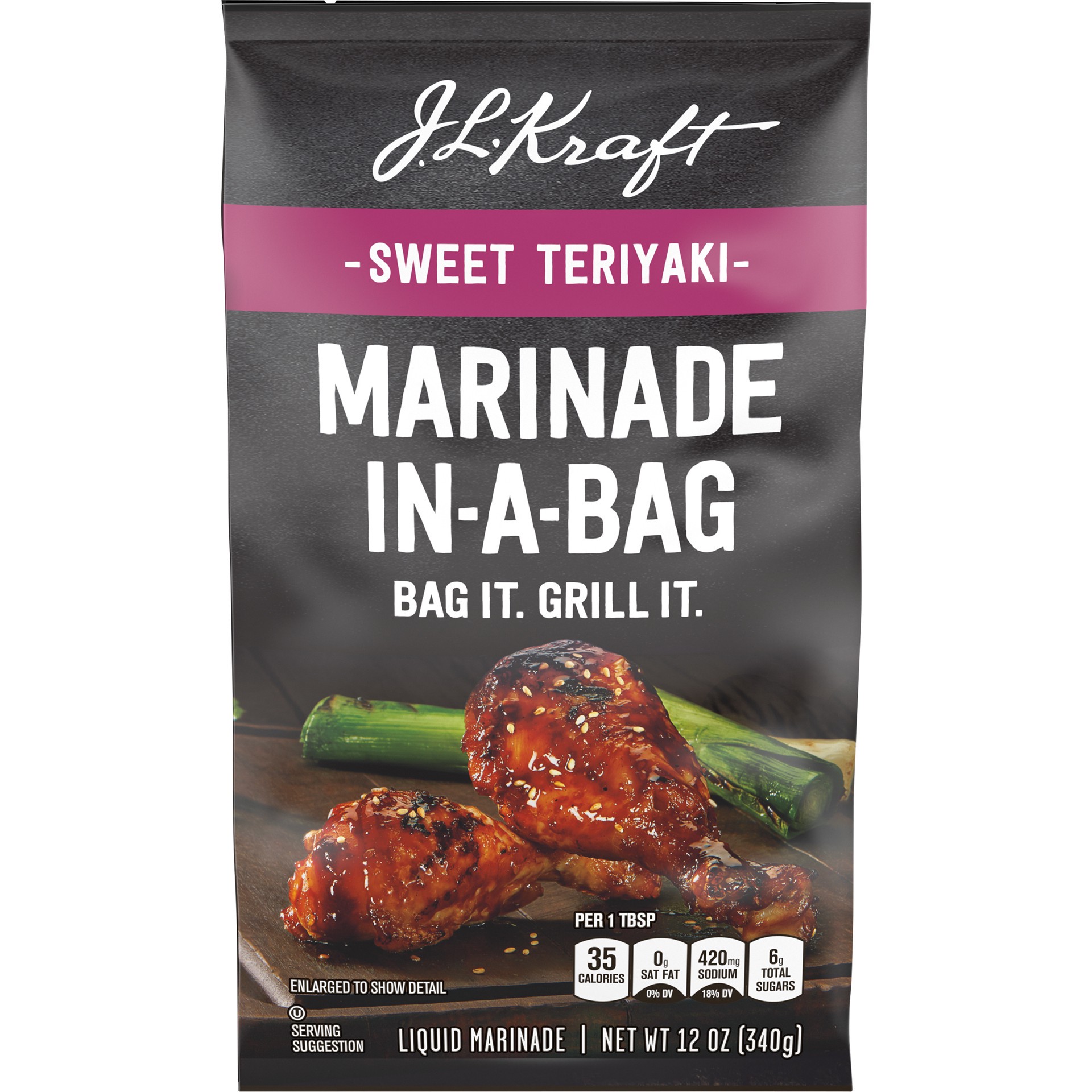 slide 1 of 14, J.L. Kraft Marinade In-A-Bag Sweet Teriyaki Liquid Marinade, 12 oz Bag, 12 oz