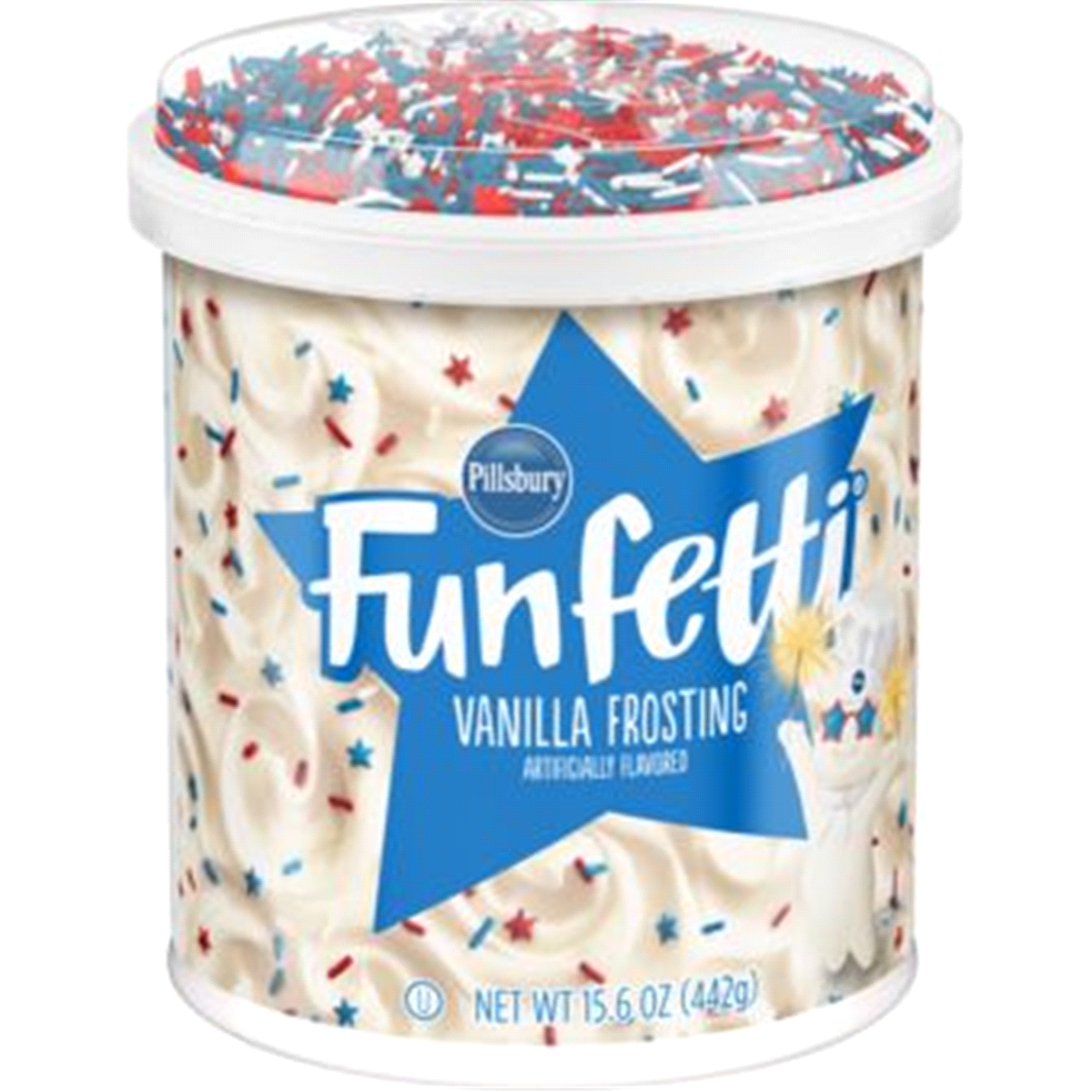 slide 1 of 2, Pillsbury Stars Stripes Funfetti White Frosting, 15.6 oz