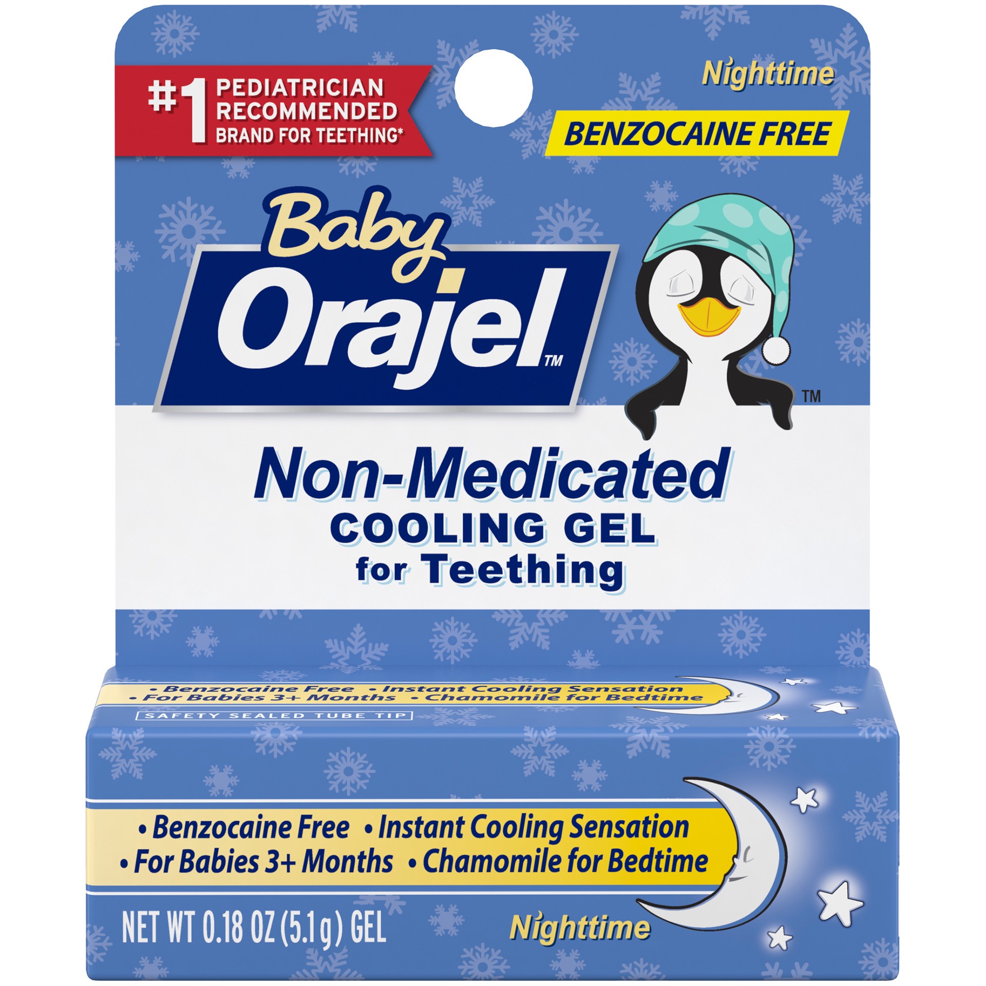 slide 1 of 4, Orajel Non-Medicated Cooling Teething Gel - Nighttime, 0.18oz, 0.18 oz
