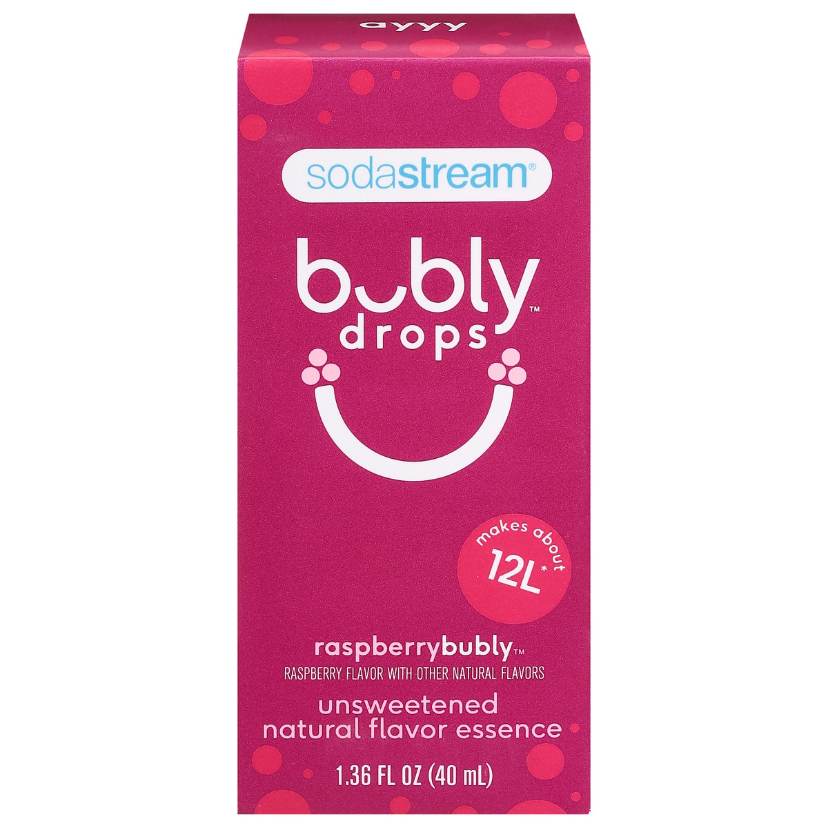 slide 1 of 13, SodaStream Raspberry bubly drops, 40 ml