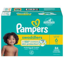 Pampers Swaddlers Diapers, Size 6 (35+ lbs), 84 Count, Ultra Absorbent Disposable Infant Diaper