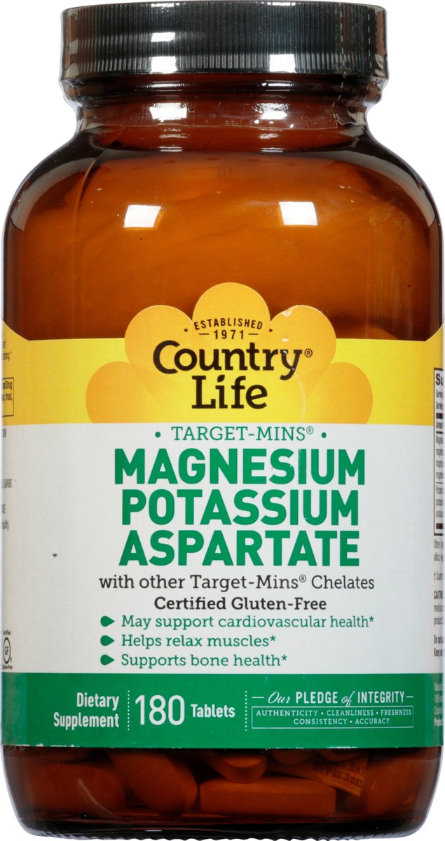 slide 7 of 9, Country Life Target-Mins Magnesium Potassium Aspartate Tablets, 180 ct