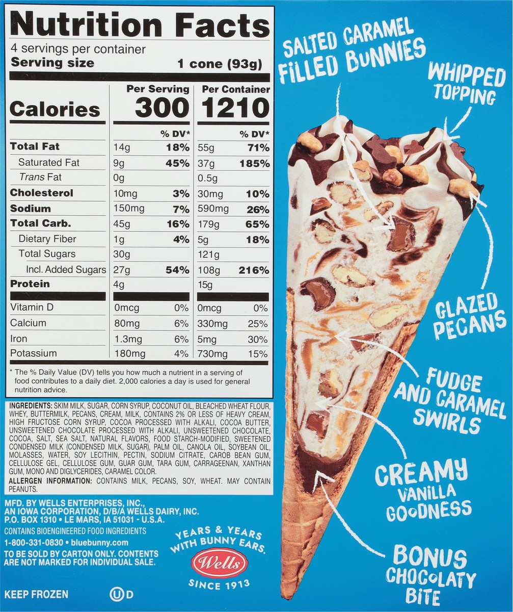 slide 5 of 9, Blue Bunny Caramel Load'D Cones 4Ct, 16 fl oz