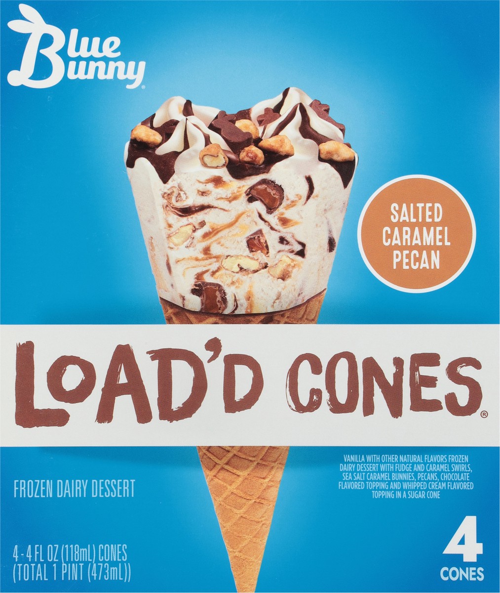 slide 6 of 9, Blue Bunny Caramel Load'D Cones 4Ct, 16 fl oz
