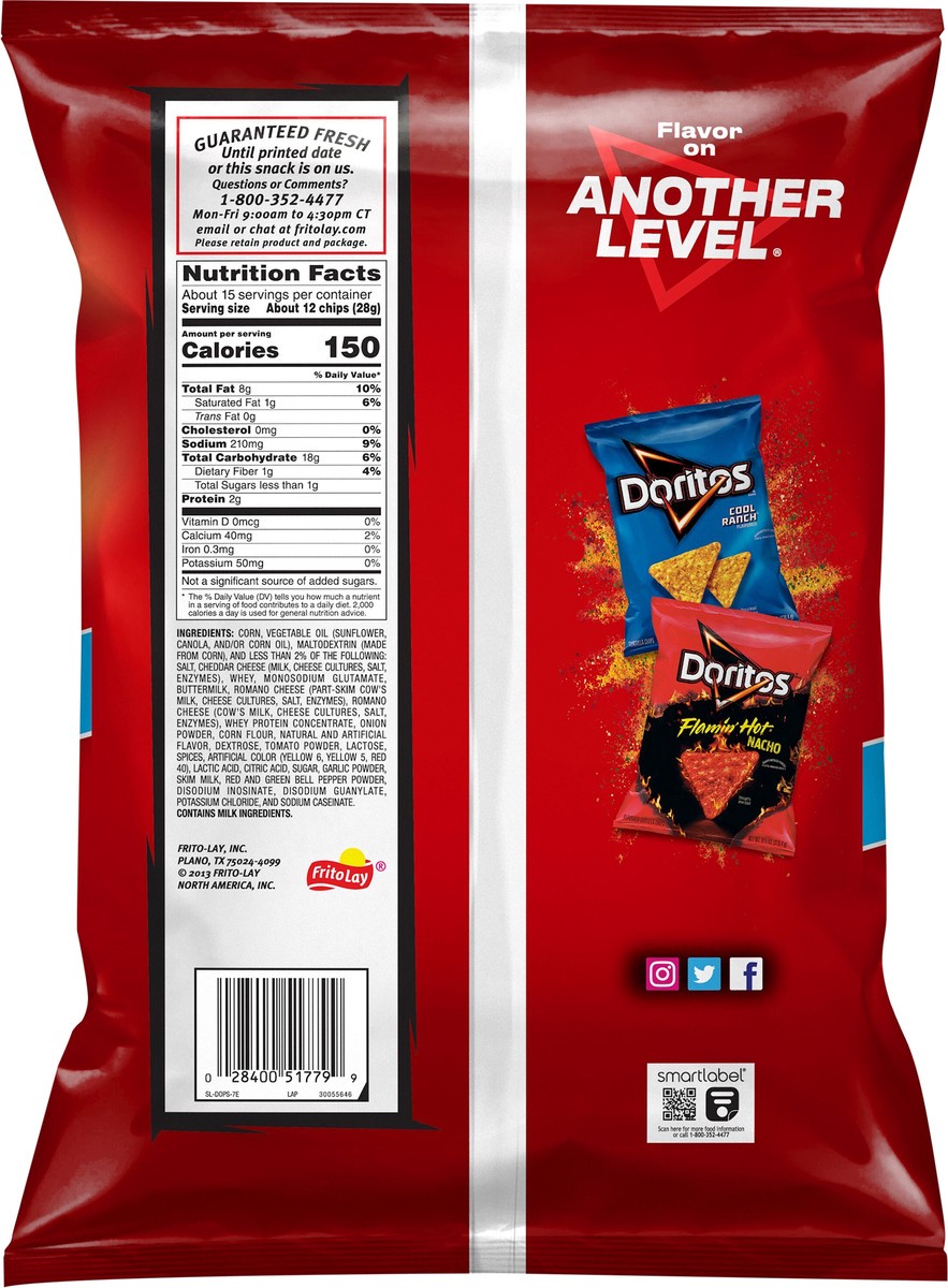 slide 2 of 6, Doritos Tortilla Chips, Nacho Cheese Flavored, Party Size!, 14.5 oz