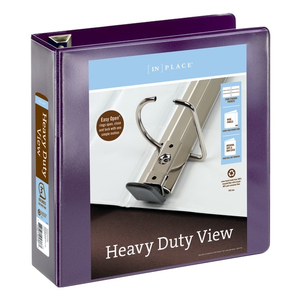 slide 1 of 5, Office Depot Brand Heavy-Duty D-Ring View Binder, 3'' Rings, Purple, 1 ct