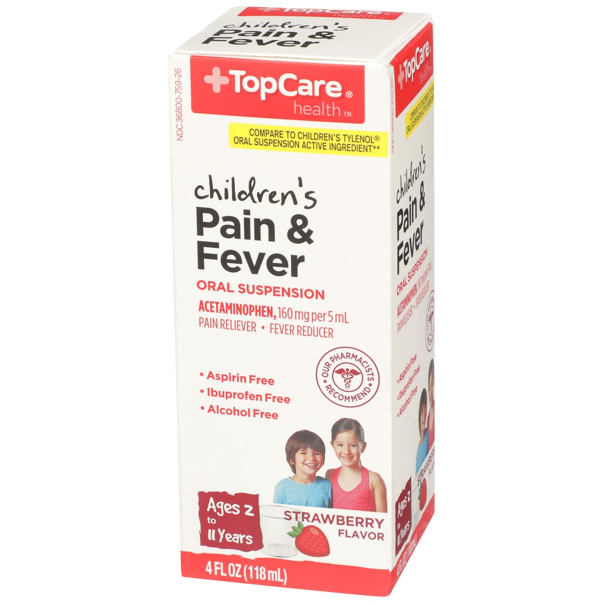 slide 3 of 9, TopCare Top Care Child Pain Relief Strawberry Suspension, 4 fl oz