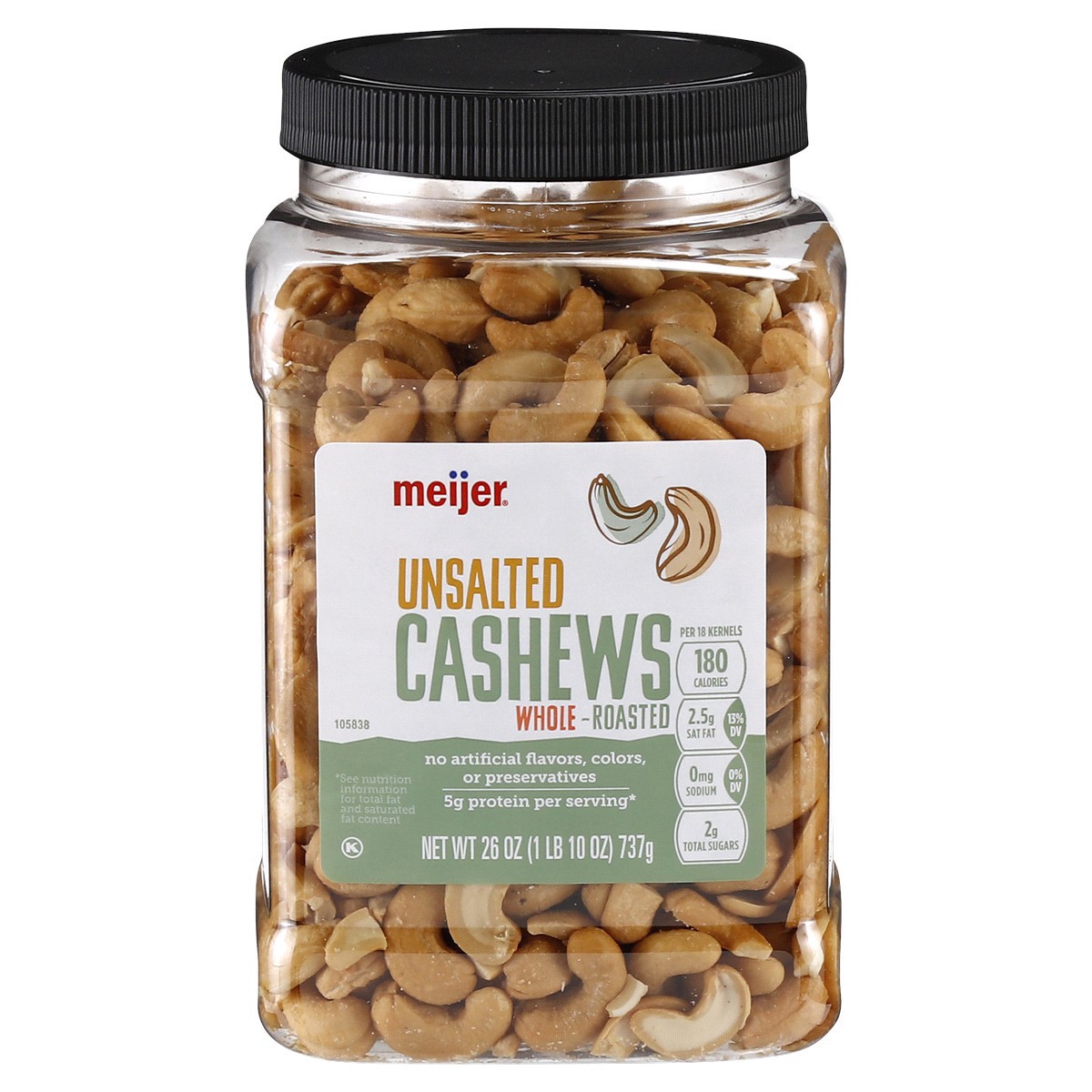 slide 1 of 5, Meijer Unsalted Whole Roasted Cashews, 26 oz