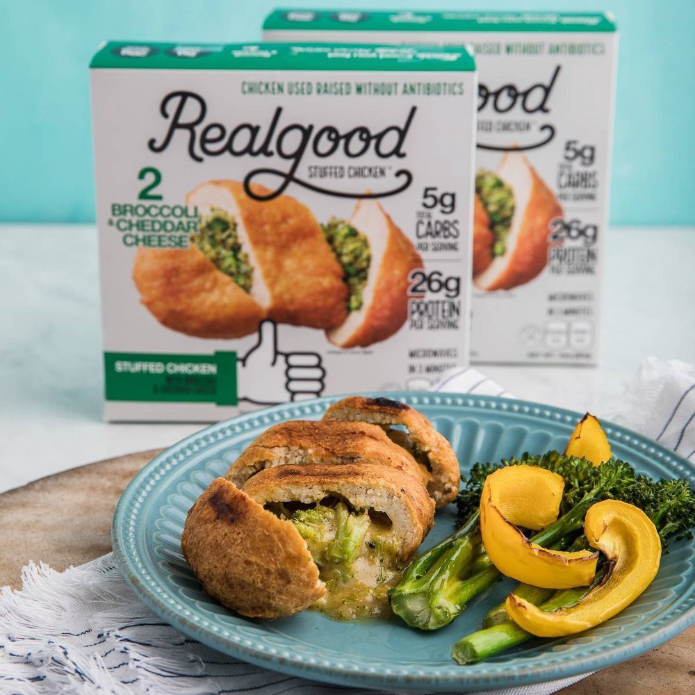 slide 3 of 3, Realgood Real Good Realgood Broccoli & Cheddar Cheese Stuffed Chicken Breasts - Frozen, 10 oz