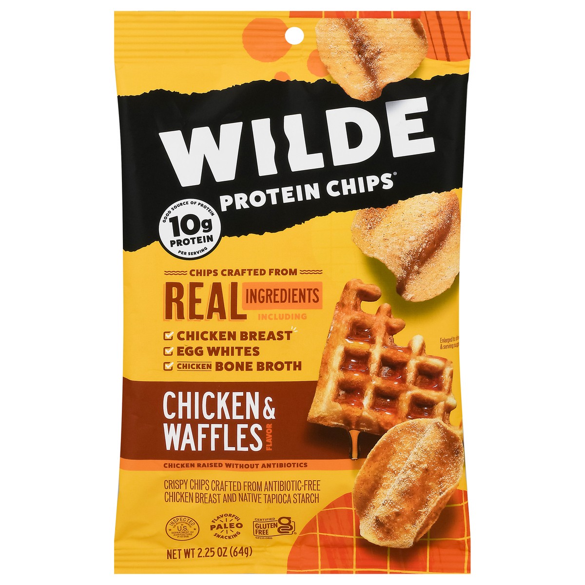 slide 1 of 12, Wilde Chicken & Waffles Flavor Protein Chips 2.25 oz, 2.25 oz