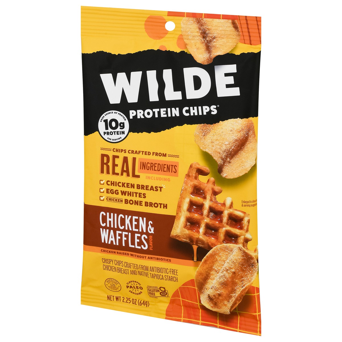 slide 5 of 12, Wilde Chicken & Waffles Flavor Protein Chips 2.25 oz, 2.25 oz