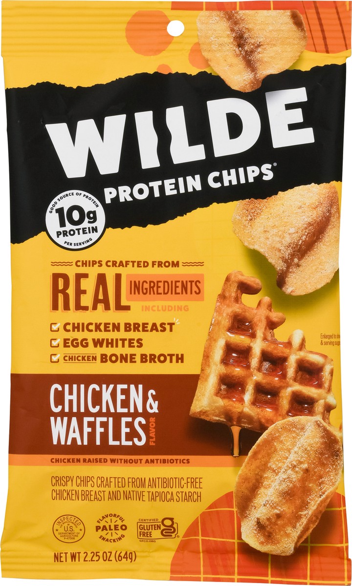 slide 6 of 12, Wilde Chicken & Waffles Flavor Protein Chips 2.25 oz, 2.25 oz