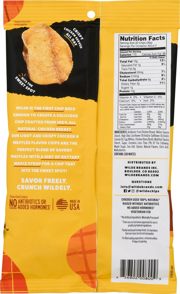 slide 9 of 12, Wilde Chicken & Waffles Flavor Protein Chips 2.25 oz, 2.25 oz