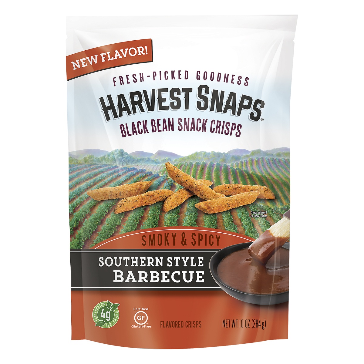 slide 1 of 1, Harvest Snaps Black Bean Snack Crisps Southern Style Barbecue, 10 oz