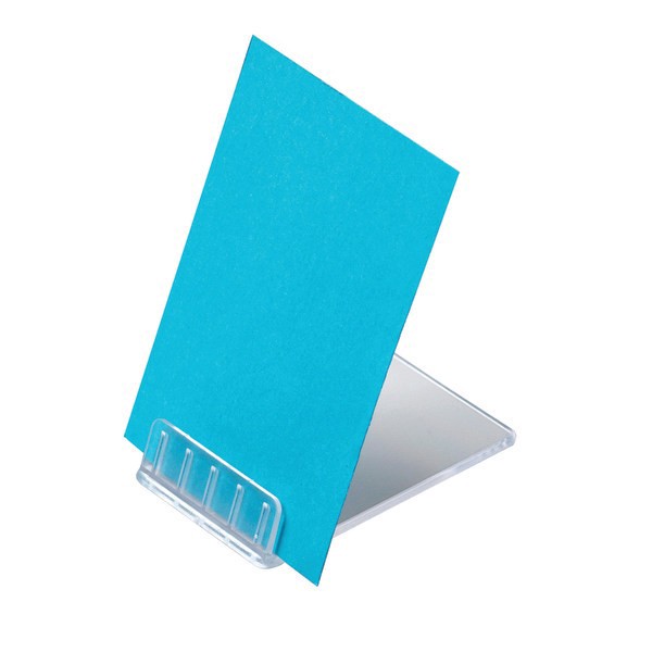 slide 1 of 3, Deflect-O Angled Table-Top Sign Holder, Clear, 10 ct