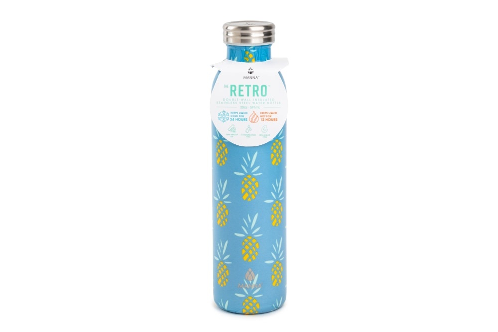 slide 1 of 1, Manna Retro Water Bottle - Pineapple, 20 oz