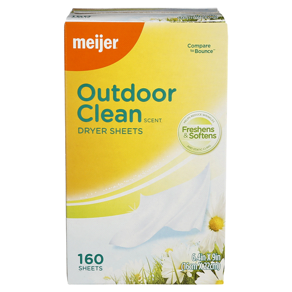 slide 1 of 1, Meijer Outdoor Clean scent Fabric Softener Sheets, 160 ct