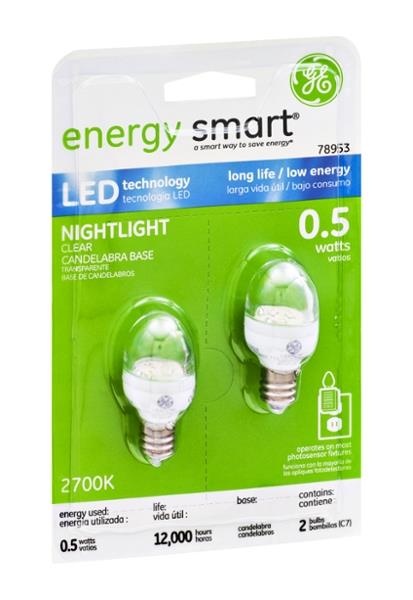 slide 1 of 1, Ge Lighting Ge Energy Smart .5 Watts Led Nightlight Bulbs, 2 ct