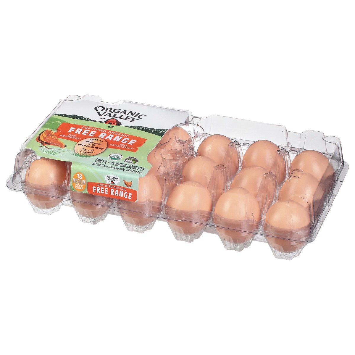 slide 7 of 13, Organic Valley Free Range Medium Brown Eggs 18 ea, 18 ct