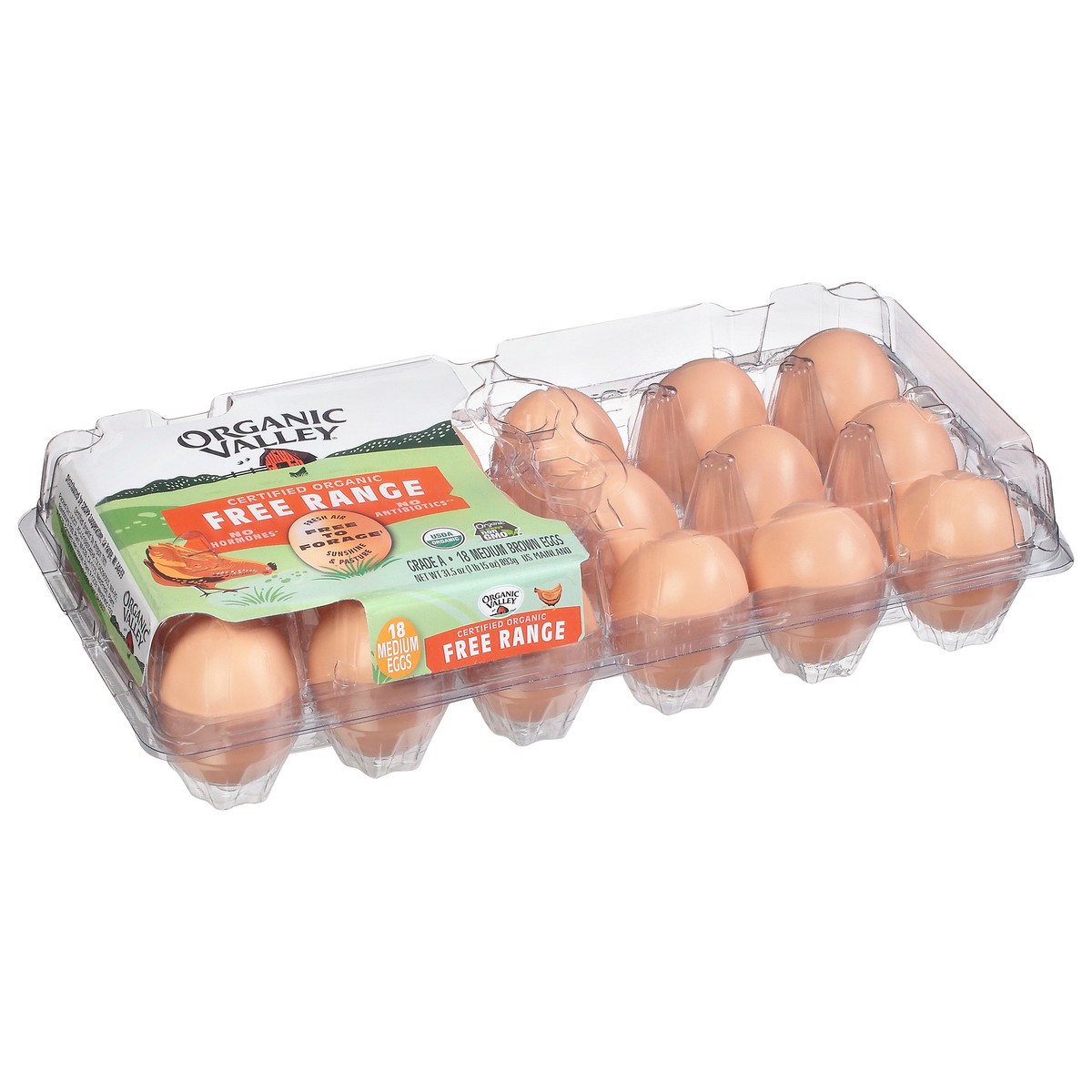 slide 2 of 13, Organic Valley Free Range Medium Brown Eggs 18 ea, 18 ct