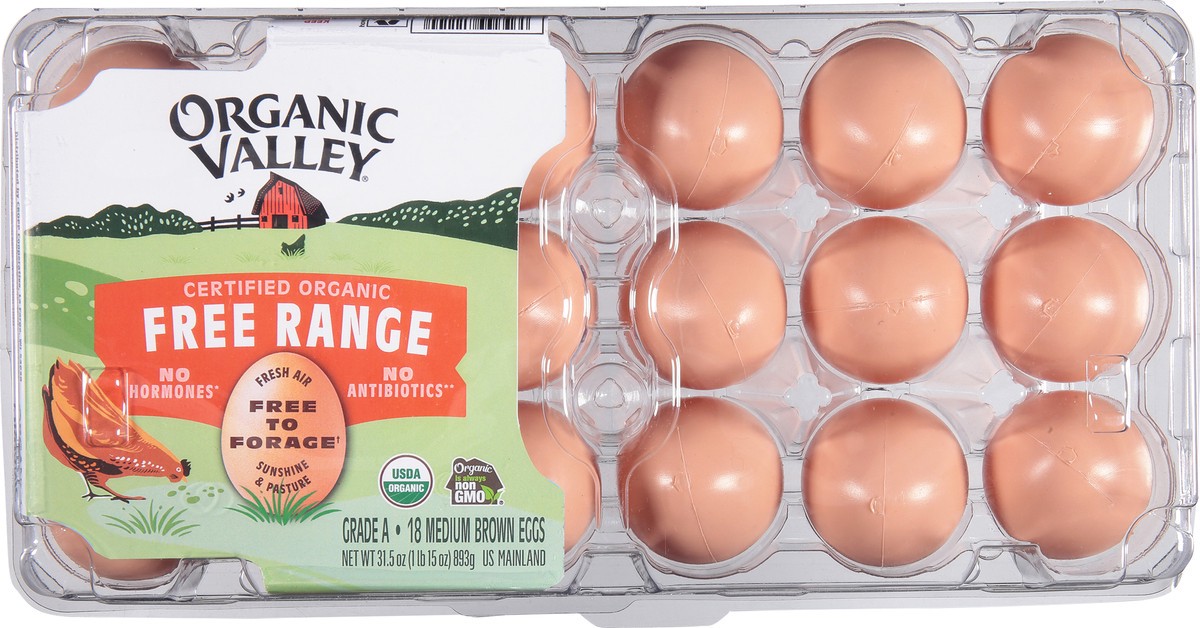 slide 12 of 13, Organic Valley Free Range Medium Brown Eggs 18 ea, 18 ct