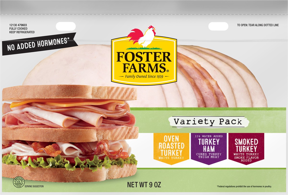 slide 3 of 3, Foster Farms Club Sandwich Variety Pack Deli Meat - 9 oz, 9 oz