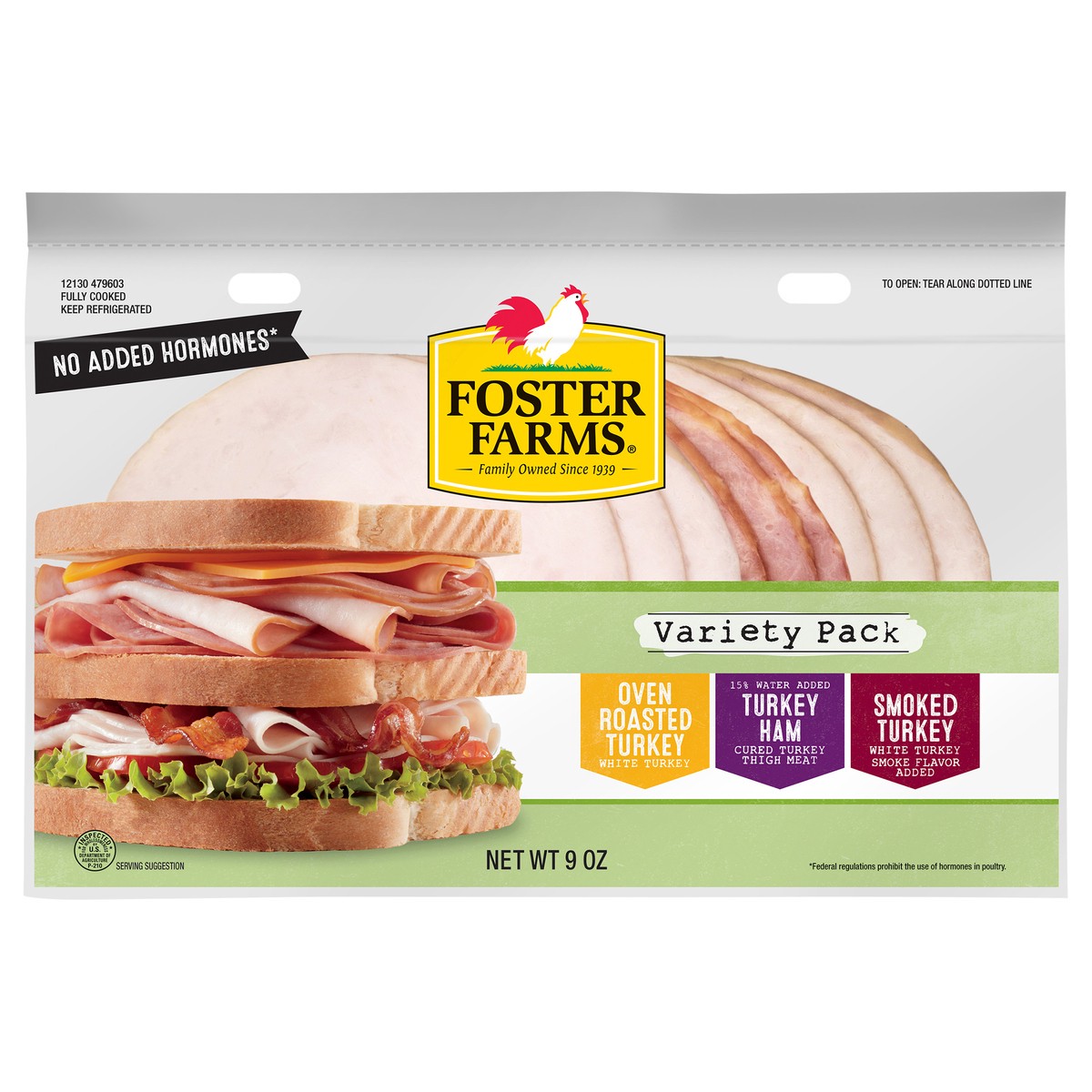 slide 1 of 3, Foster Farms Club Sandwich Variety Pack Deli Meat - 9 oz, 9 oz