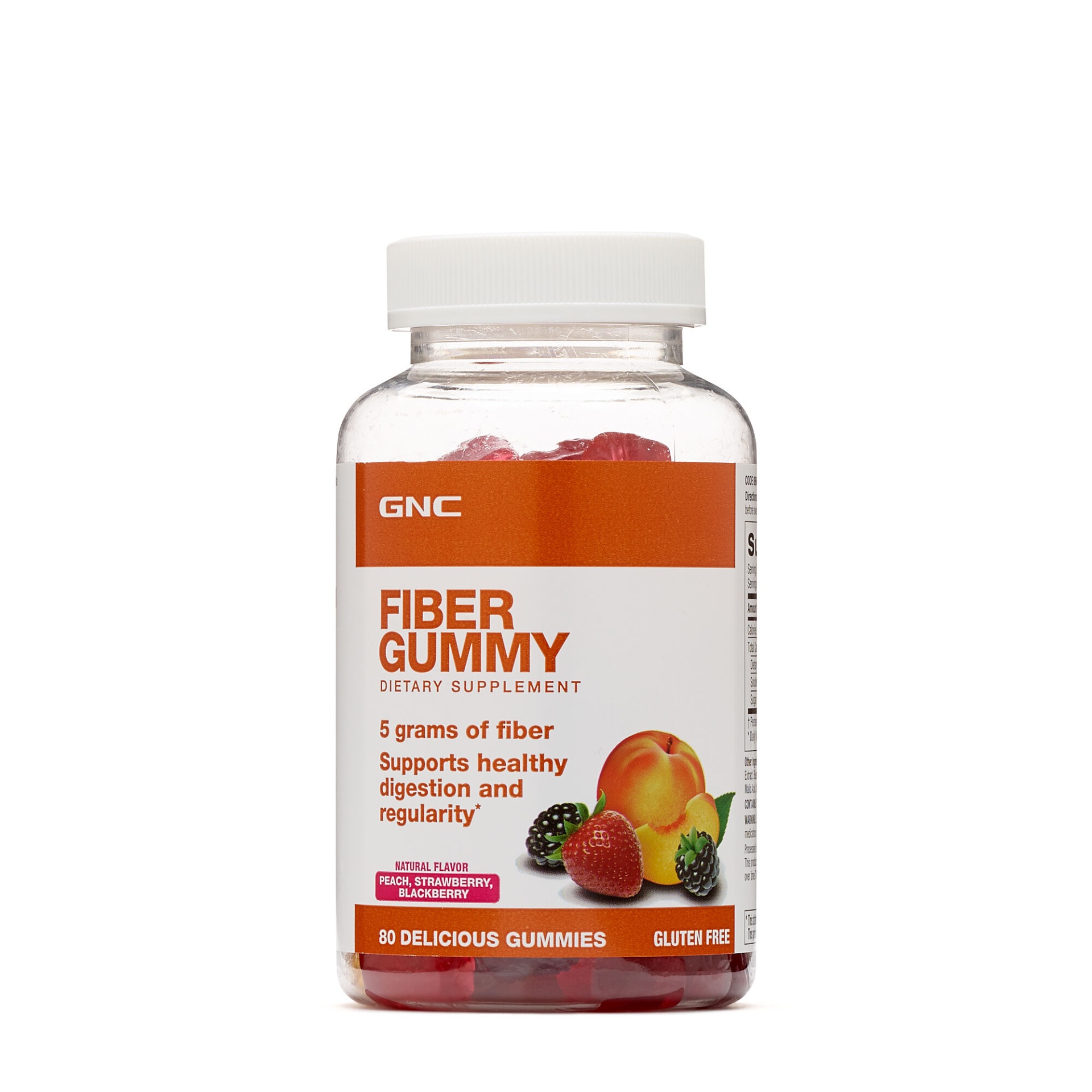 slide 1 of 1, GNC Fiber Gummy - Peach, Strawberry, Blackberry, 80 ct