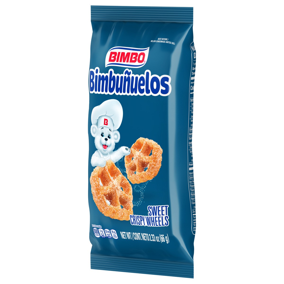 slide 7 of 9, Bimbo Bimbuñuelos Sweet Wheels, 2.33 oz, Cinnamon Sugar Fritters, Bag, 2.33 oz