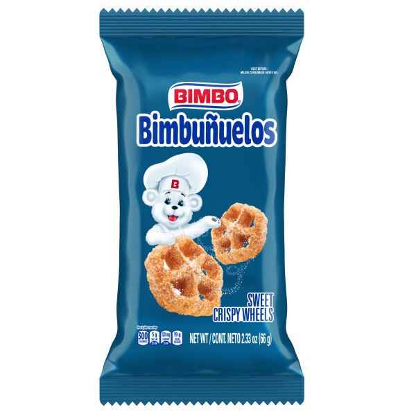 slide 1 of 9, Bimbo Bimbuñuelos Sweet Wheels, 2.33 oz, Crispy Cinnamon Sugar Fritters, Bag, 2.33 oz