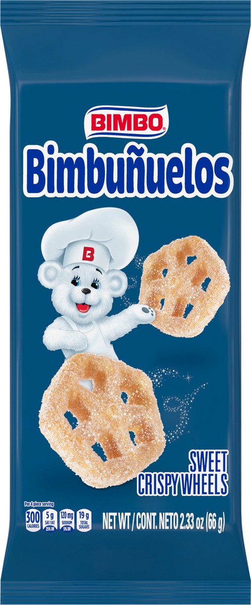 slide 7 of 9, Bimbo Bimbuñuelos Sweet Wheels, 2.33 oz, Crispy Cinnamon Sugar Fritters, Bag, 2.33 oz