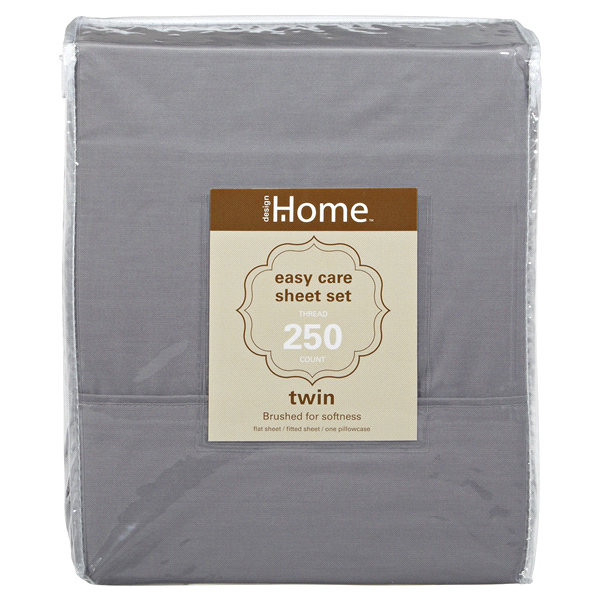 slide 1 of 2, Home Sheet Set 250 Thread Count Cotton, Twin, Gray, Twin Size