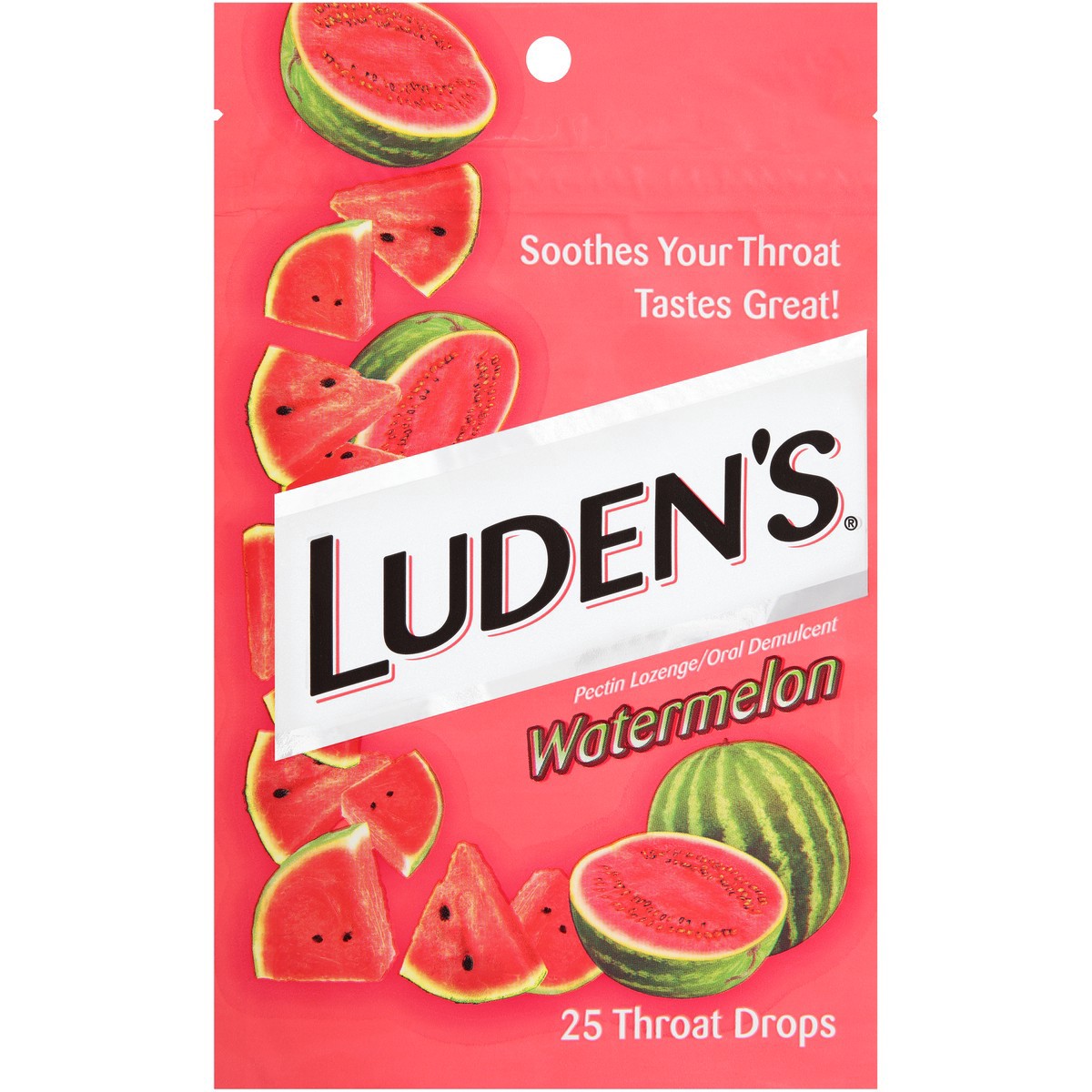 slide 4 of 10, Luden's Sore Throat Drops, For Minor Sore Throat Relief, Watermelon, 25 Count, 25 ct