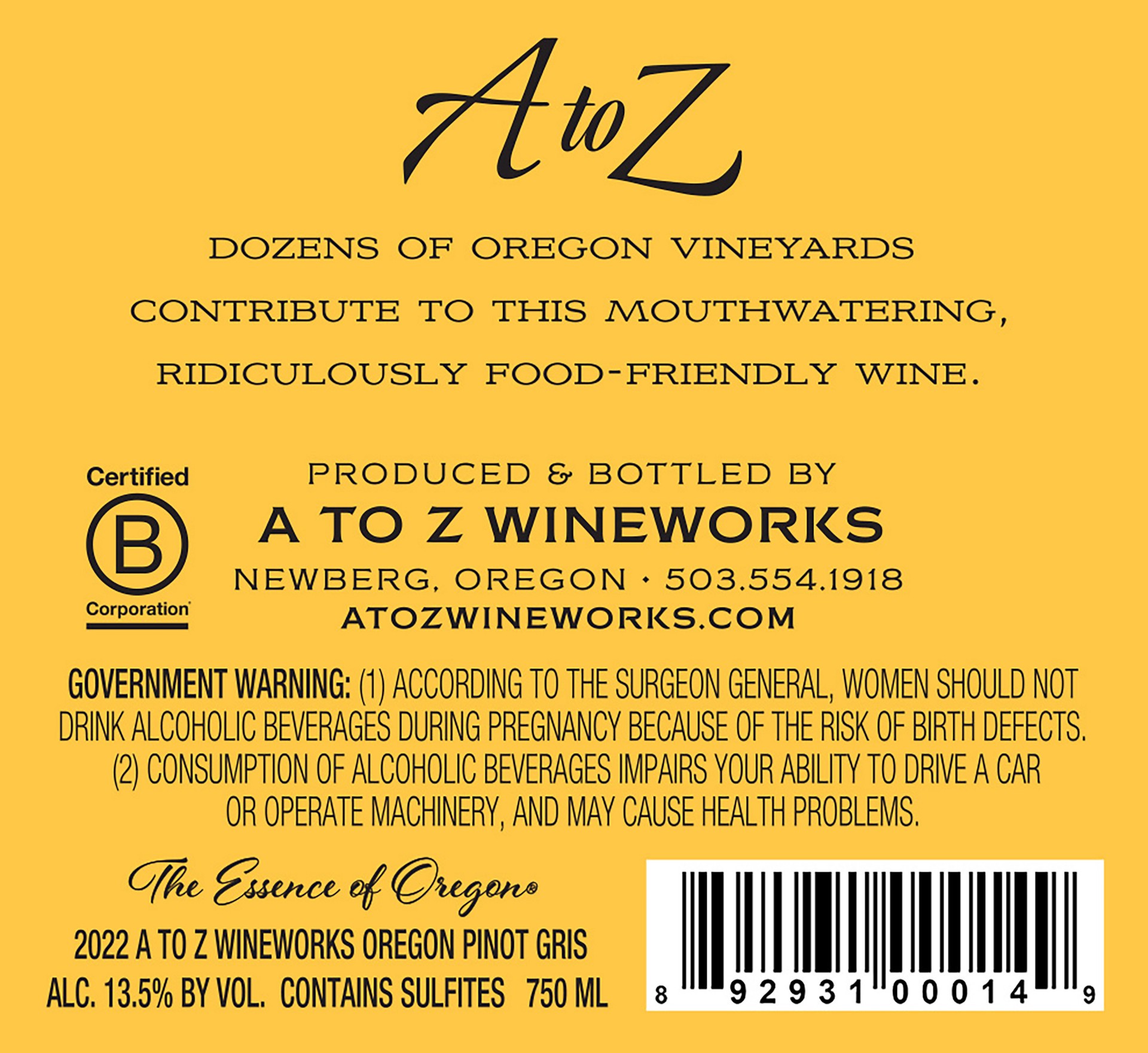 slide 3 of 4, A to Z Wineworks Oregon Pinot Gris 750 ml, 750 ml