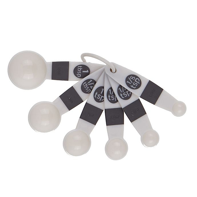 slide 1 of 3, Simply Essential Plastic Measuring Spoons - Grey, 6 ct