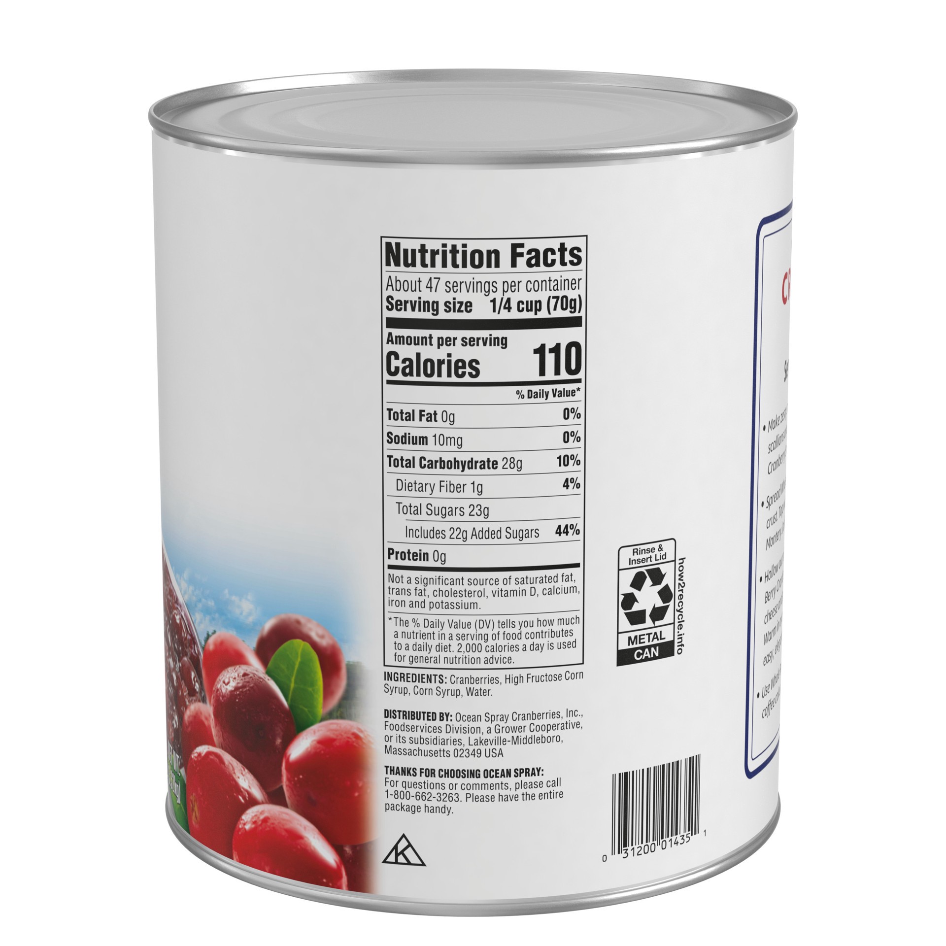slide 2 of 4, Ocean Spray Whole Cranberry Sauce, Canned Side Dish, #10 Can, 117oz, 117 oz