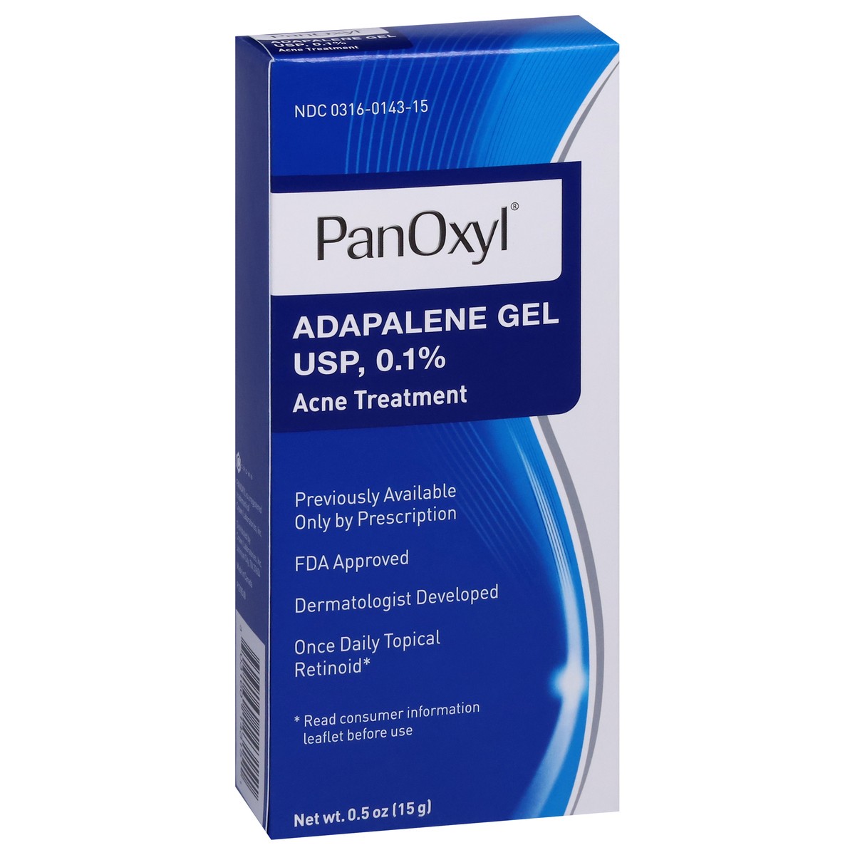 slide 5 of 9, PanOxyl Adapalene Gel USP 0.1% Acne Treatment 0.5 oz, 0.50 oz