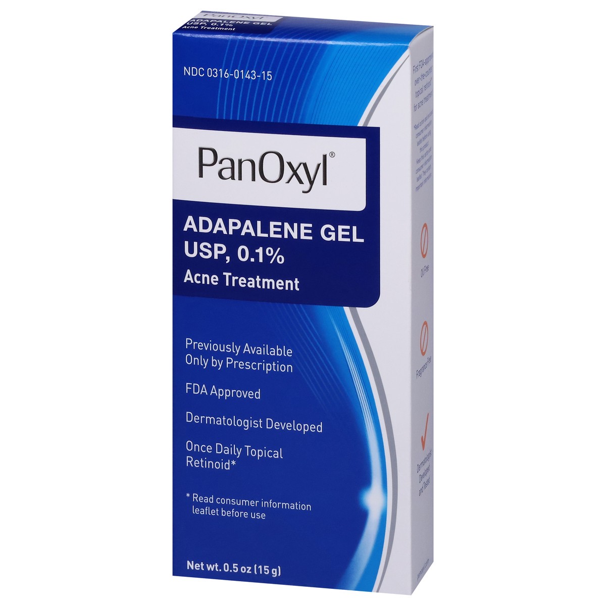 slide 4 of 9, PanOxyl Adapalene Gel USP 0.1% Acne Treatment 0.5 oz, 0.50 oz