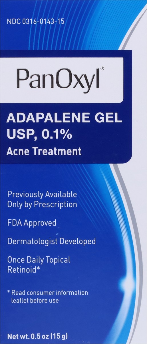 slide 6 of 9, PanOxyl Adapalene Gel USP 0.1% Acne Treatment 0.5 oz, 0.50 oz