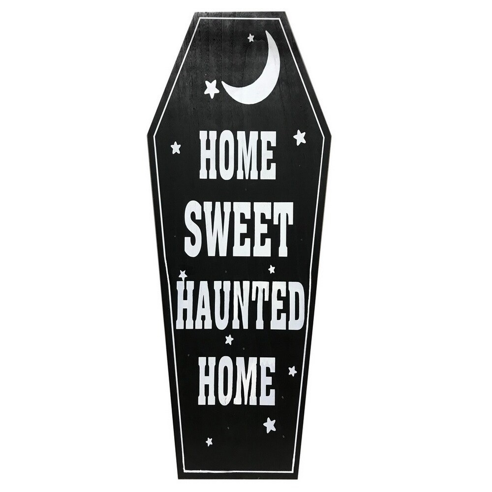 slide 1 of 1, Holiday Home Home Sweet Haunted Sign - Black / White, 36 in