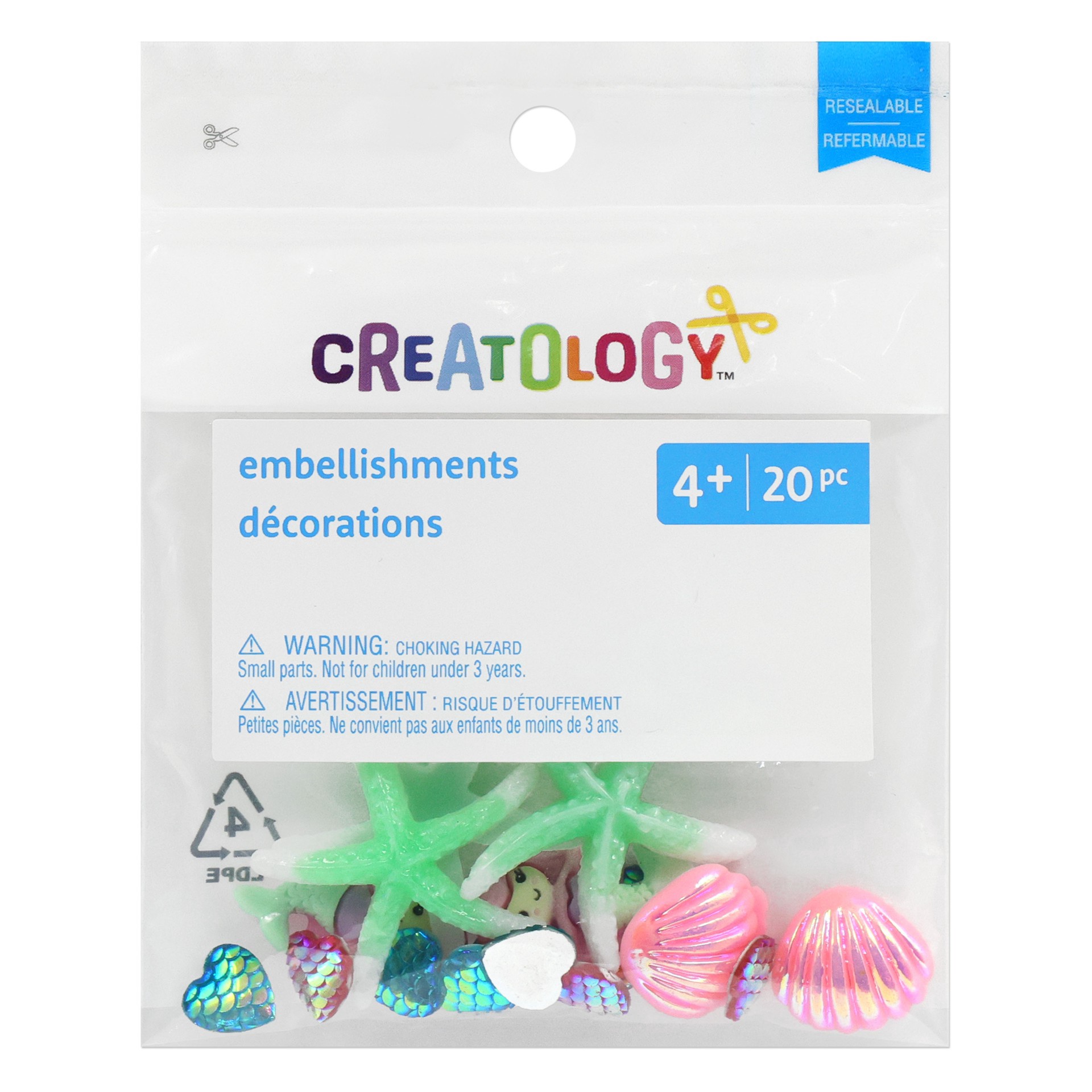 slide 2 of 3, Mixed Mermaid Embellishments, 20ct. By Creatology, 20 ct