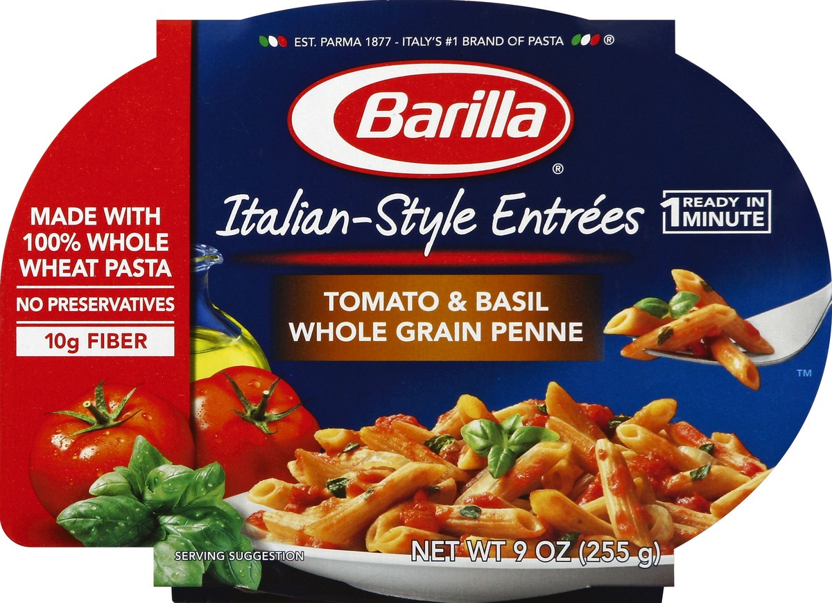 slide 4 of 4, Barilla Italian-Style Entrees Tomato & Basil Whole Grain Penne, 9 oz