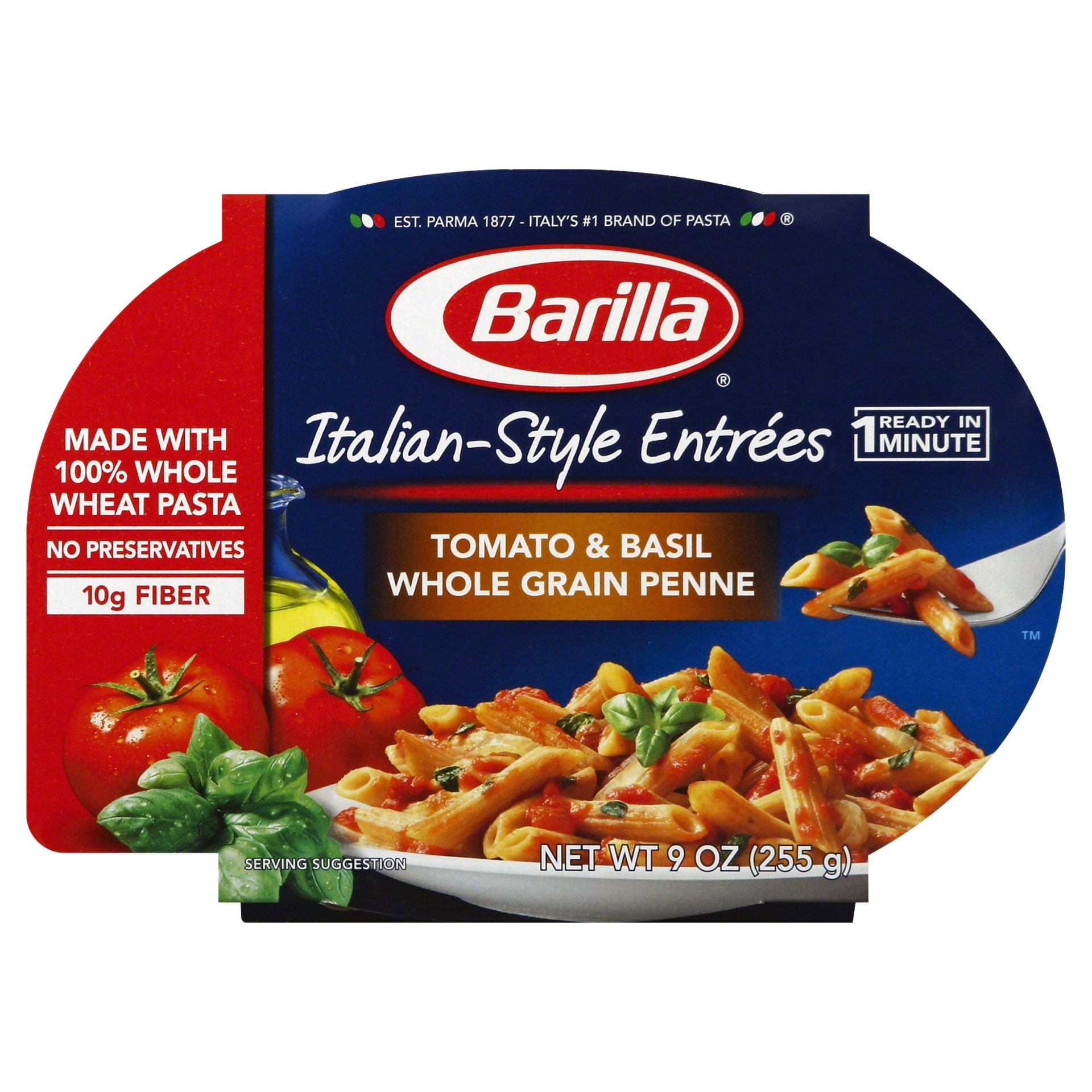 slide 1 of 4, Barilla Italian-Style Entrees Tomato & Basil Whole Grain Penne, 9 oz