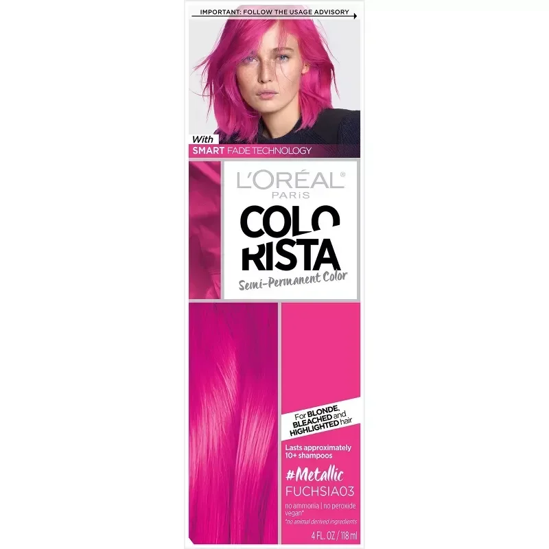 slide 1 of 6, L'Oréal Colorista Semi-Permanent Hair Color, Metallic Pink, 1 ct