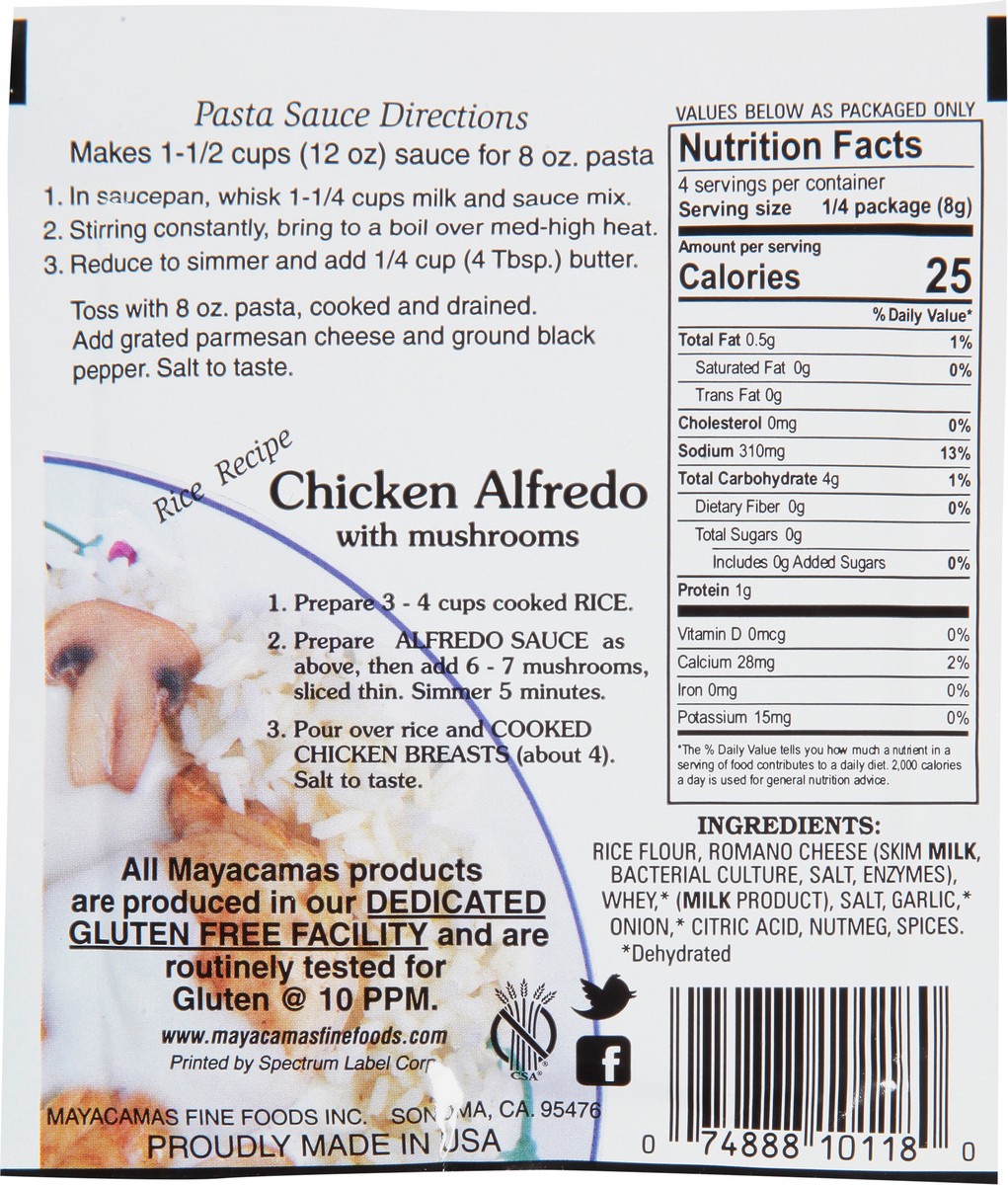 slide 5 of 9, Mayacamas Gluten Free Alfredo Pasta Sauce Mix 1.0 oz, 1 oz