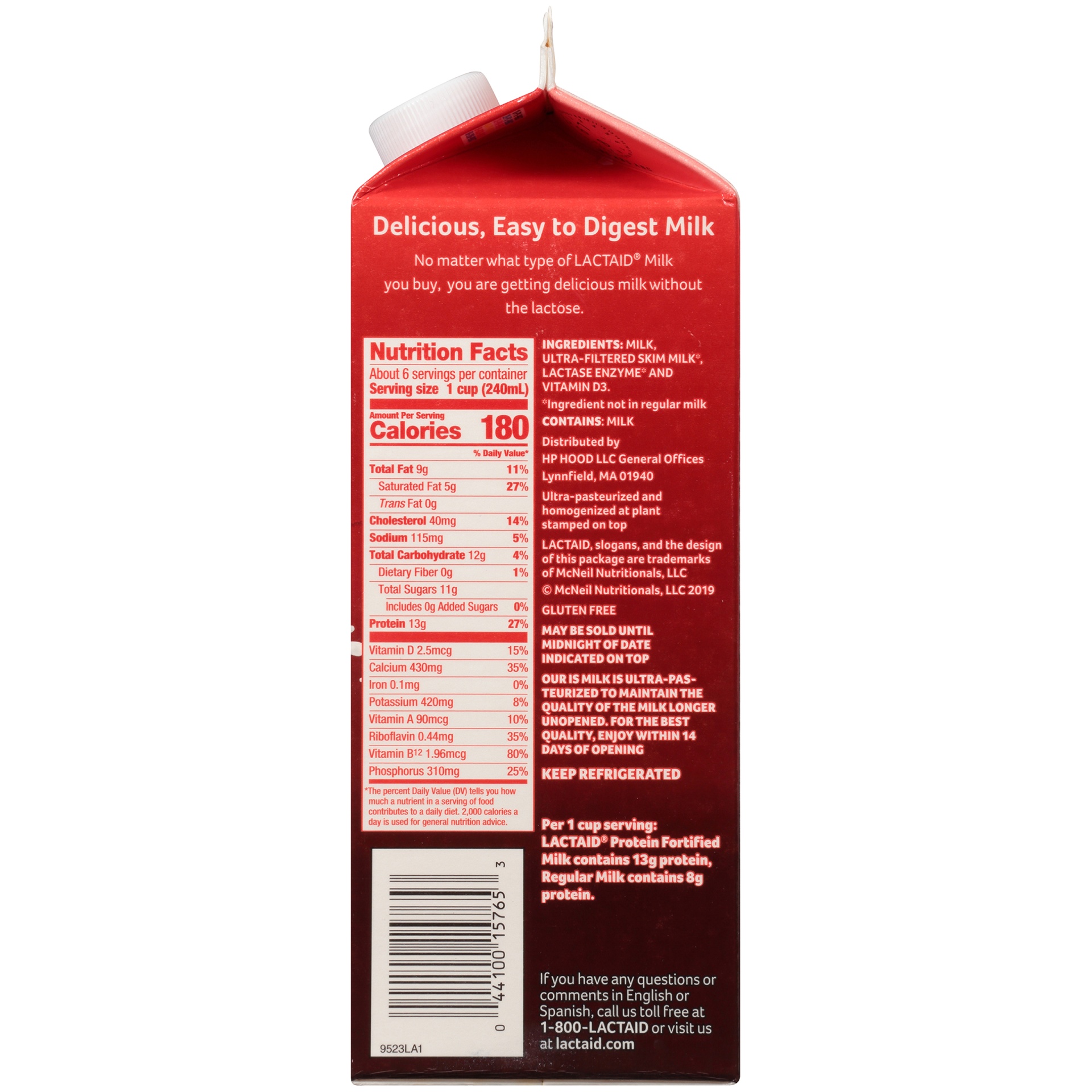 slide 7 of 7, Lactaid Protein Whole Milk, 52 oz