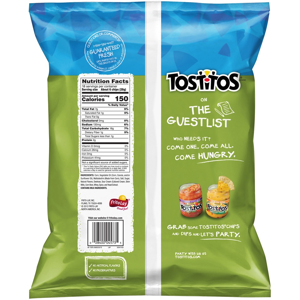 slide 2 of 4, Tostitos Hint Of Lime Tortilla Chips, 18 oz