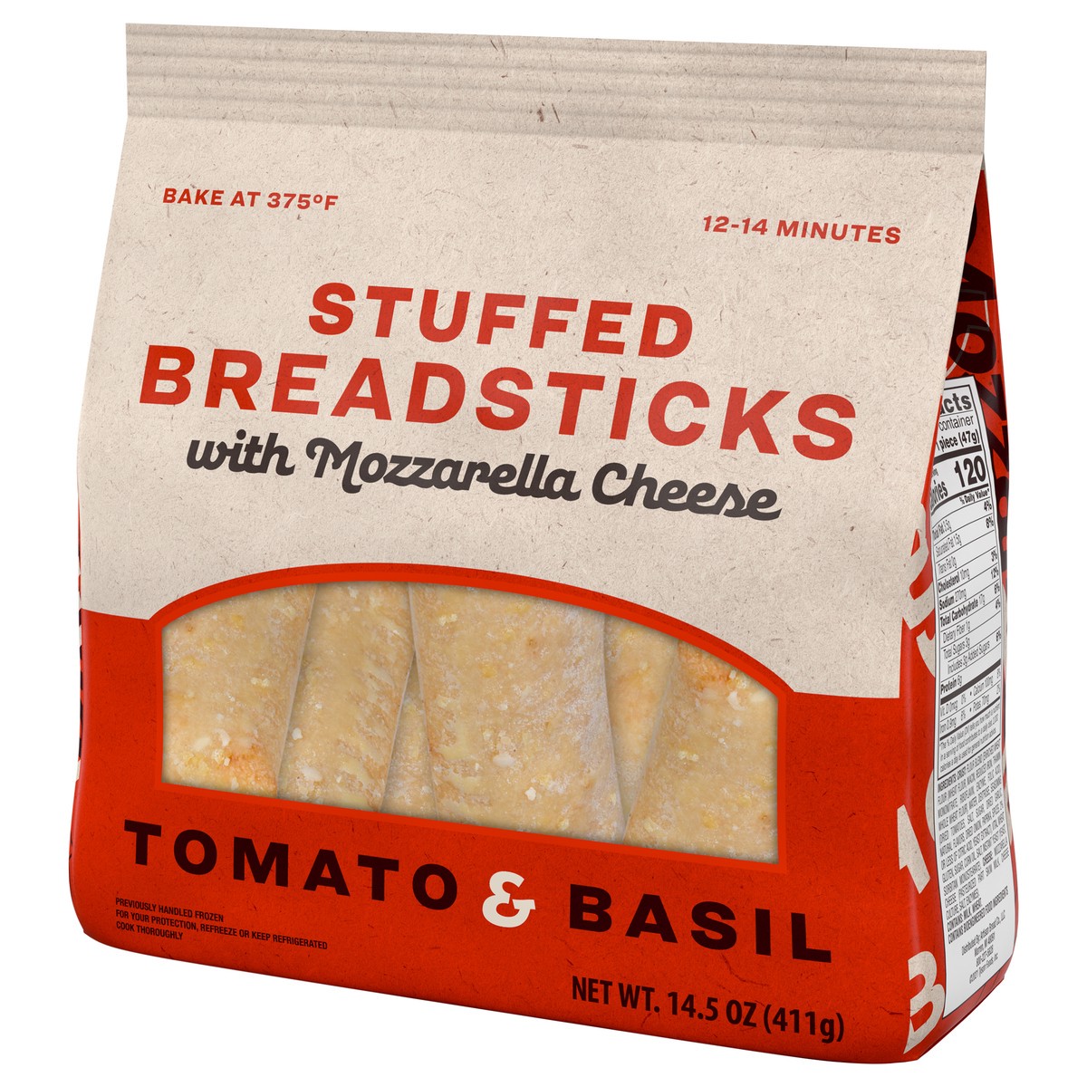 slide 7 of 8, Tyson Unbranded Stuffed Breadsticks with Mozzarella Cheese, Tomato & Basil, 411.07 g